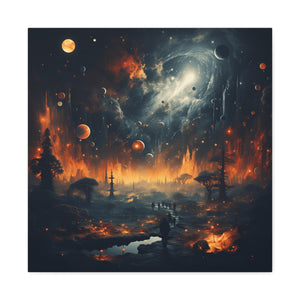 Cosmic Landscape Canvas Wall Art, Galaxy Decor, Space-Themed Home Decor, Starry Night Artwork