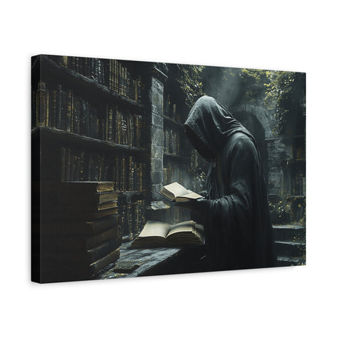 Mysterious Library Canvas Print, Dark Academia Wall Art, Book Lover Gift, Gothic Home Decor, Reading Nook Decoration, Unique Wall Art