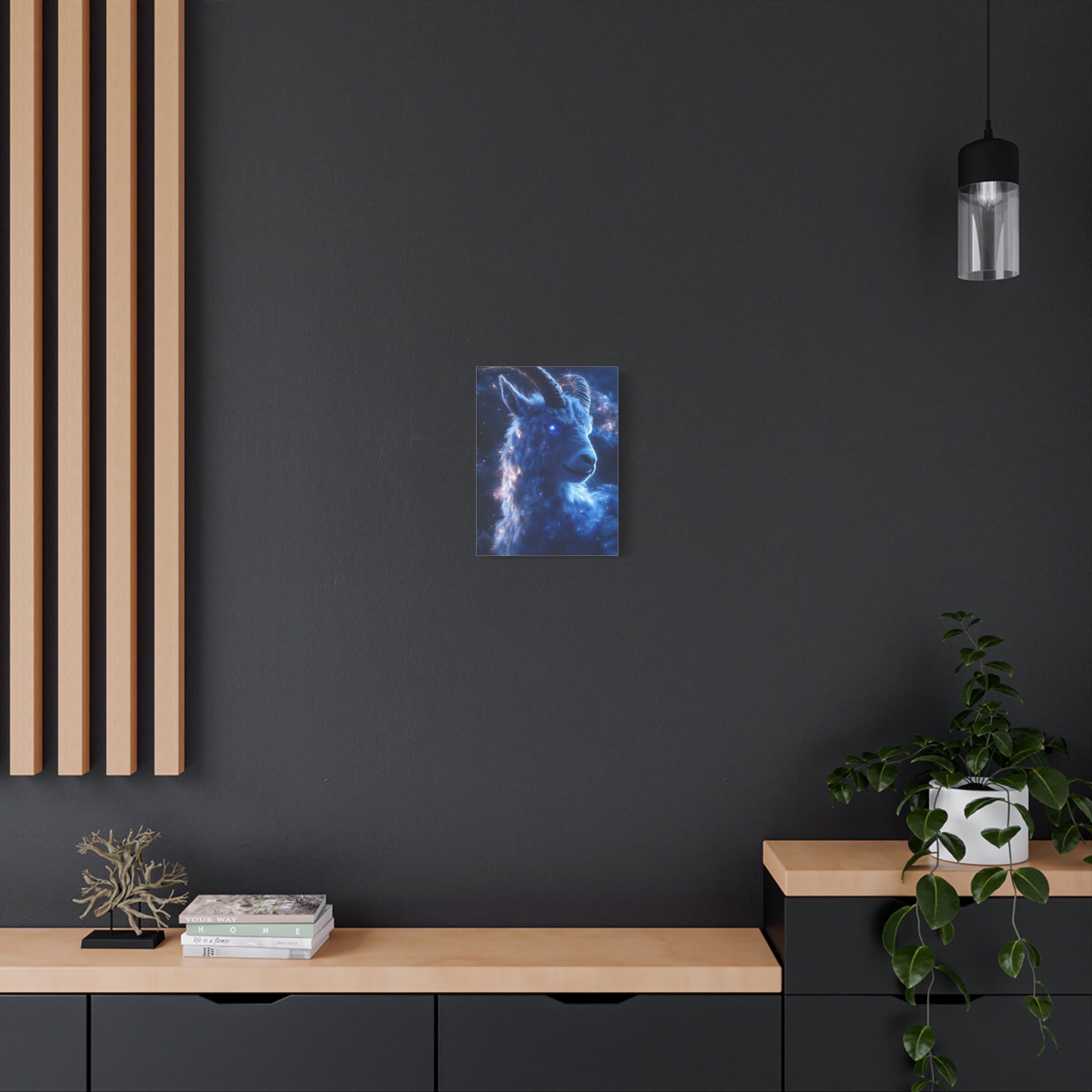 Cosmic Goat Canvas Art, Galactic Animal Decor, Wall Hanging for Home or Office, Unique Gift for Animal Lovers, Space Theme Art