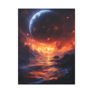 Stretched Canvas Art Print, Cosmic Landscape, Wall Decor, Galaxy Artwork, Home Gallery, Celestial Gift, Space Vibe
