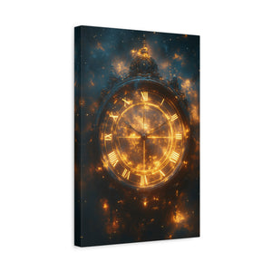 Ethereal Clock Canvas Wall Art, Timeless Décor, Night Sky Art, Galactic Home Décor