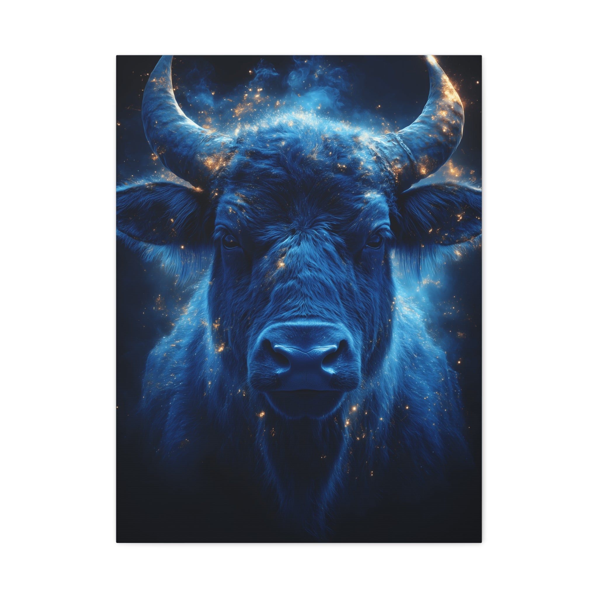 Cosmic Bull Canvas Art, Vibrant Wall Decor, Farmhouse Chic, Gift for Animal Lovers, Unique Home Accent, Astrology Inspired