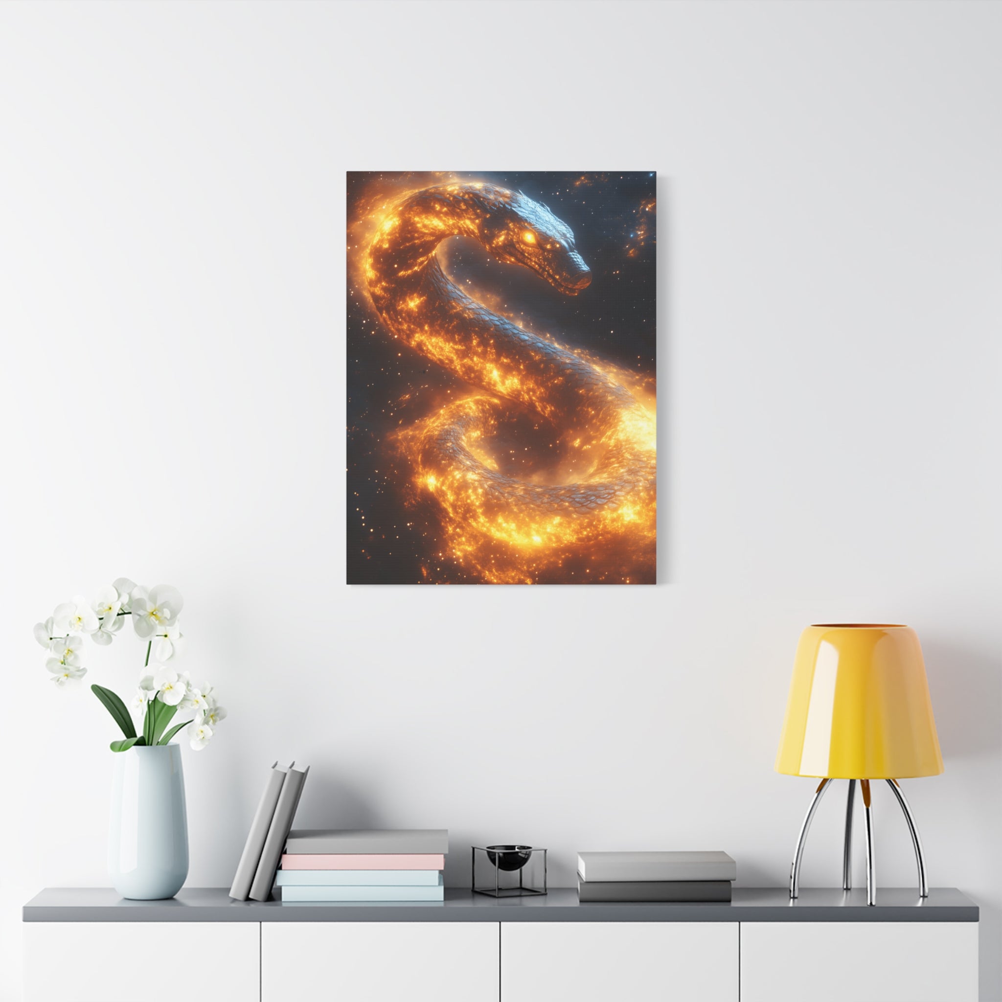 Canvas Wall Art: Fiery Serpent Design, Home Decor, Unique Gift, Fantasy Art, Living Room Wall Decor, Dragon Artwork