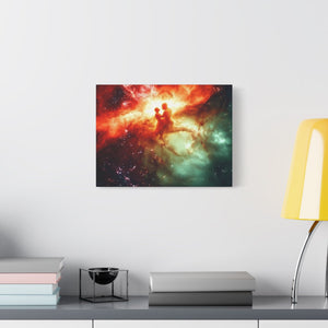Cosmic Love Canvas Art, Celestial Couple Print, Space Wall Decor, Romantic Gift, Unique Home Artwork