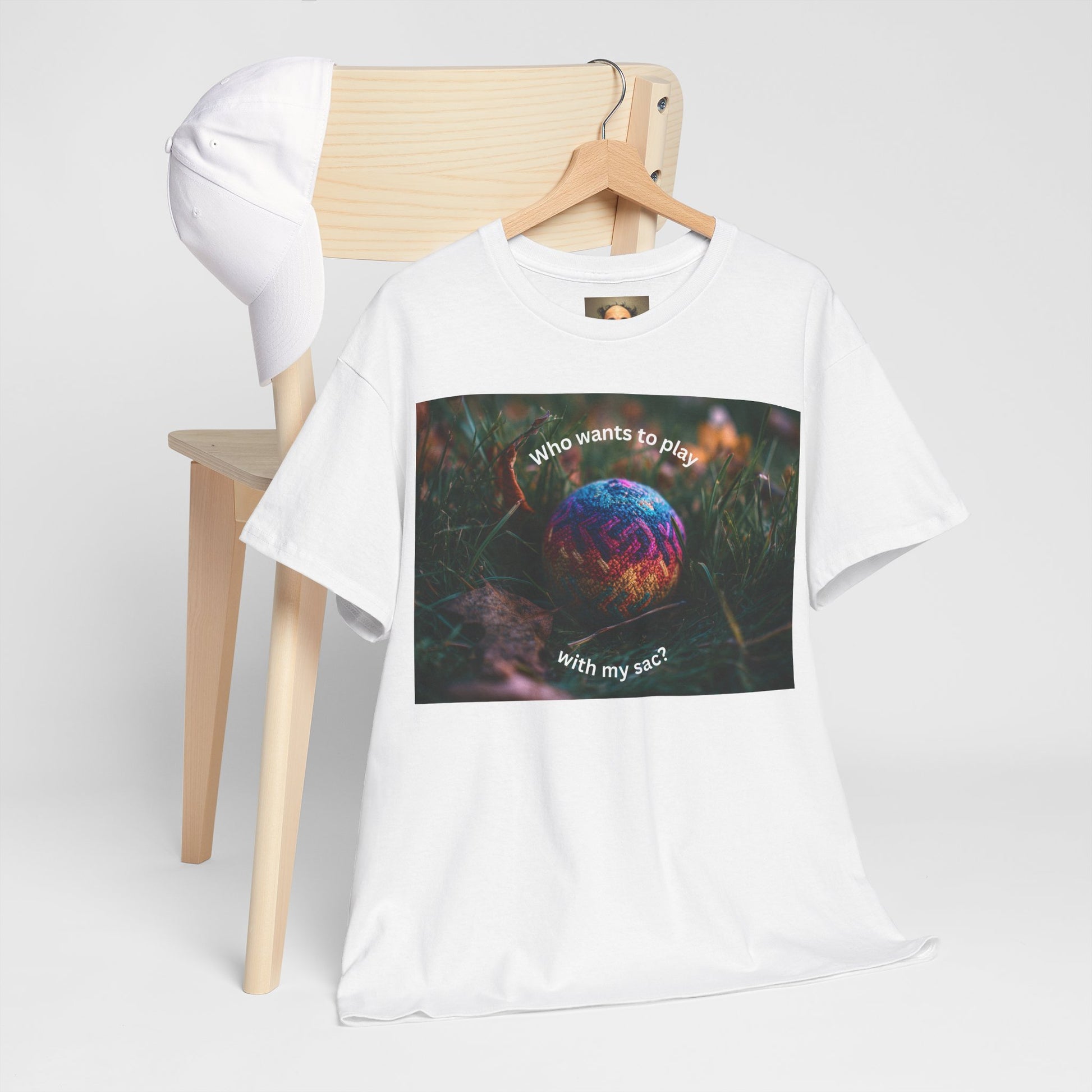 Playful Unisex Heavy Cotton Tee featuring humorous hacky sack graphic, perfect for casual wear.