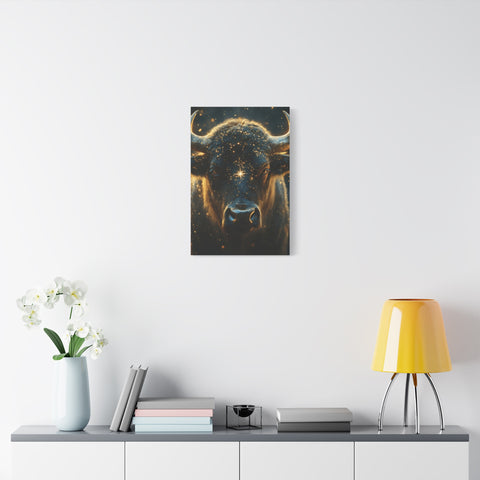 Cosmic Bull Canvas Art, Wall Décor, Home Office Artwork, Unique Gift, Rustic Vibe, Animal Lover Decor