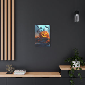 Halloween Canvas Art, Spooky Pumpkin Wall Decor, Fall Home Décor, Autumn Decoration, Bat and Crow Illustration