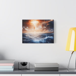 Stretched Canvas Art Print, Cosmic Waves, Space Decor, Modern Wall Art, Galactic Home Decor, Dreamy Ocean Art