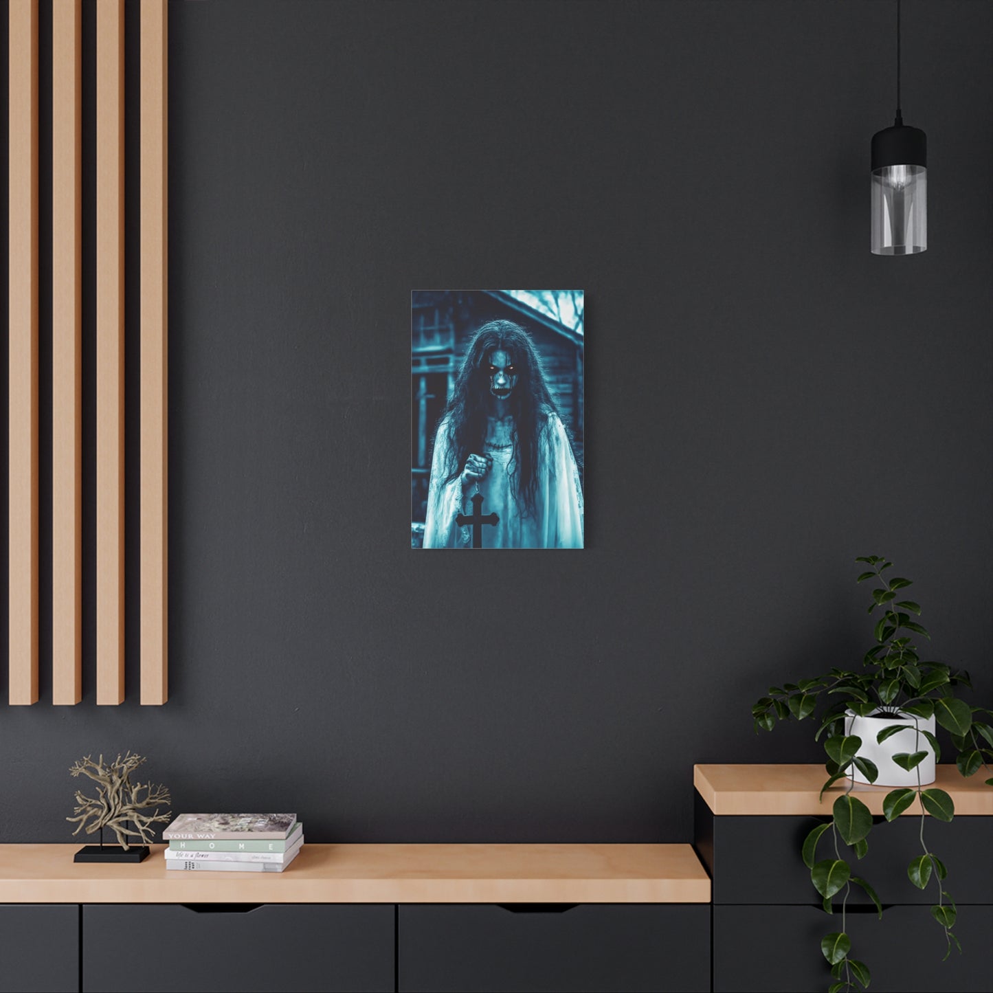 Spooky Horror Matte Canvas Wall Art - Creepy Decor for Halloween, Ghostly Home Decor, Dark Art for Gothic Lovers, Unique Gift Idea