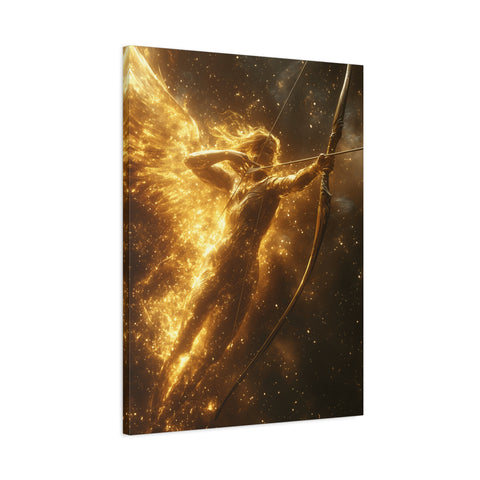 Golden Archer Canvas Print, Celestial Wall Art, Inspirational Home Decor, Rustic Gift, Fantasy Artwork