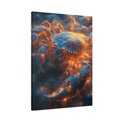 Glowing Crab Art Canvas, Ocean Decor, Coastal Wall Art, Nautical Gift, Unique Home Decoration, Crab Lover's Wall Art