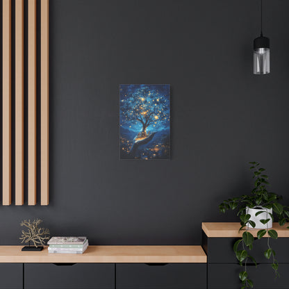 Stretched Canvas Art Print - Dreamy Night Tree Design, Home Decor, Gift for Nature Lovers, Bohemian Wall Art, Mindful Decor