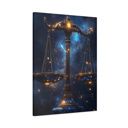 Cosmic Balance Canvas Art Print | Astrology Decor, Starry Wall Art, Home Decoration, Gift for Zodiac Lovers, Scales Artwork