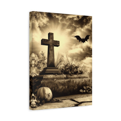 Gothic Halloween Wall Art, Perfect for Home Decor, Spooky Aesthetic, Graveyard Scene, Autumn Decor, Haunted House