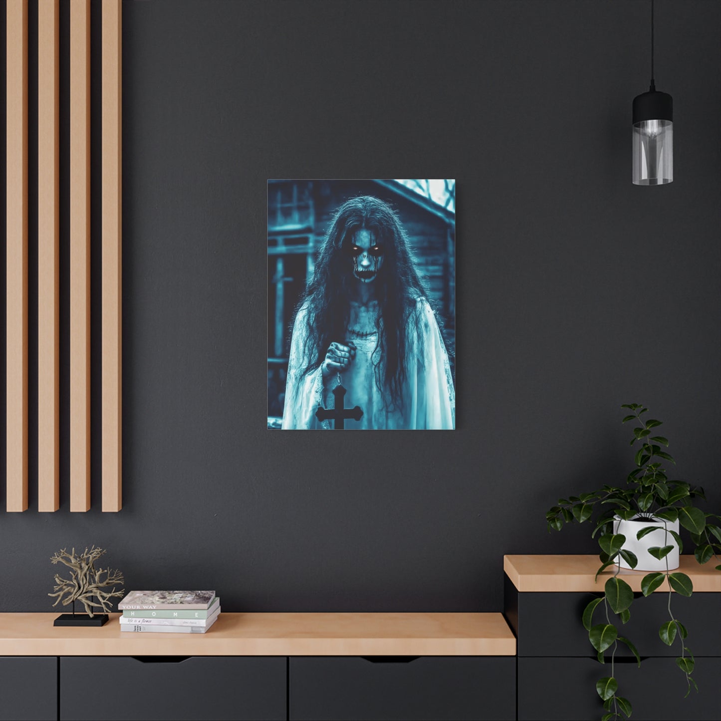 Spooky Horror Matte Canvas Wall Art - Creepy Decor for Halloween, Ghostly Home Decor, Dark Art for Gothic Lovers, Unique Gift Idea