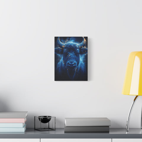 Cosmic Bull Canvas Art, Vibrant Wall Decor, Farmhouse Chic, Gift for Animal Lovers, Unique Home Accent, Astrology Inspired