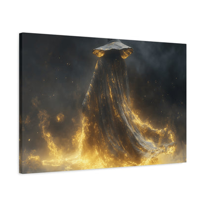 Canvas Wall Art, Fantasy Decor, Wizard Artwork, Fire Theme, Mystical Home Accent