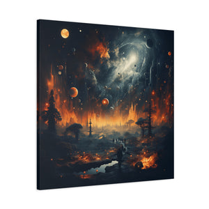 Cosmic Landscape Canvas Wall Art, Galaxy Decor, Space-Themed Home Decor, Starry Night Artwork