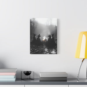 Mystical Witch Campfire Canvas Art, Boho Wall Décor, Halloween Home Décor, Witchy Aesthetic Art - BldyLcks Designs