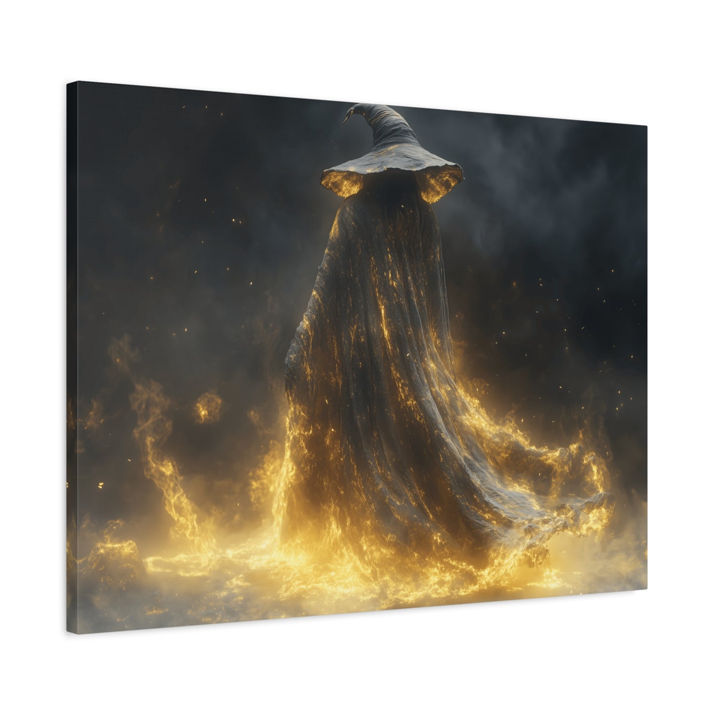 Canvas Wall Art, Fantasy Decor, Wizard Artwork, Fire Theme, Mystical Home Accent