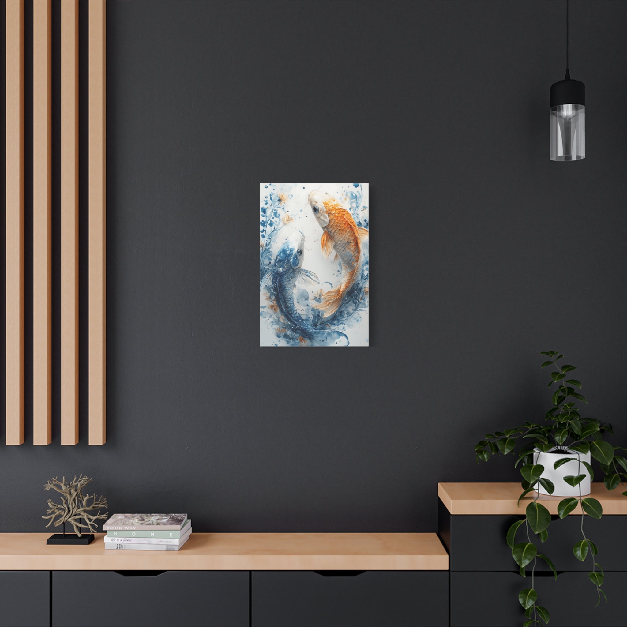 Artistic Koi Canvas, Home Decor, Gift Idea, Asian Wall Art, Unique Art Piece