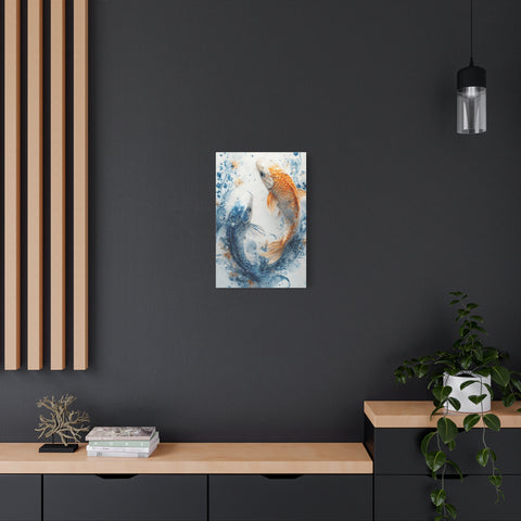 Artistic Koi Canvas, Home Decor, Gift Idea, Asian Wall Art, Unique Art Piece