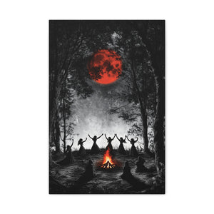 Mystical Campfire Canvas Print, Art Decor for Witchcraft, Halloween Nights, Boho Style, Unique Home Decoration, Gift for Spiritual Seekers