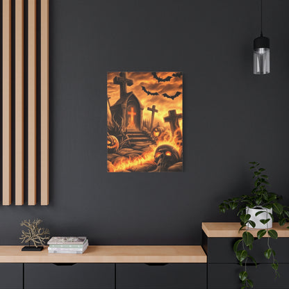Gothic Halloween Art Print, Spooky Wall Decor, Haunted House Canvas, Autumn Home Decor, Gothic Artwork for Halloween