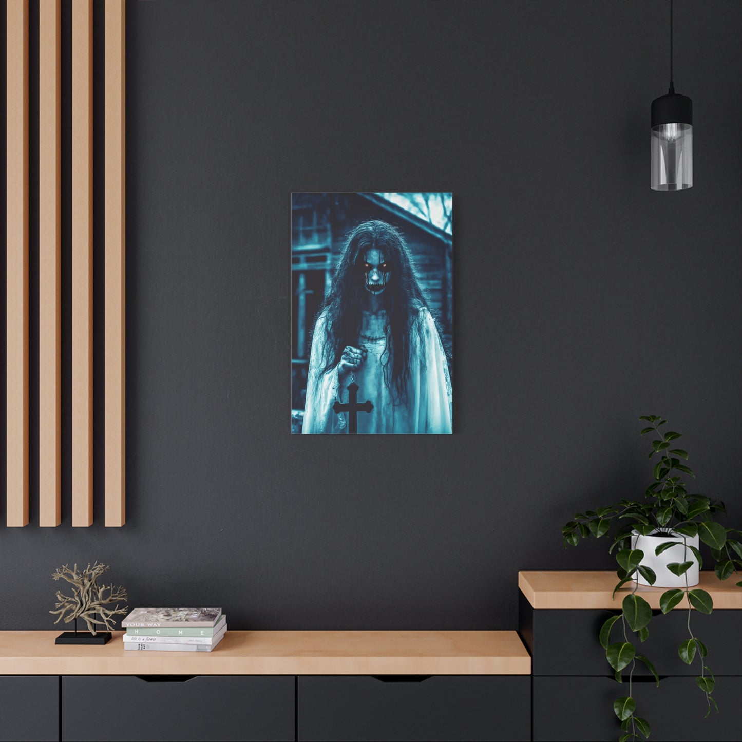 Spooky Horror Matte Canvas Wall Art - Creepy Decor for Halloween, Ghostly Home Decor, Dark Art for Gothic Lovers, Unique Gift Idea