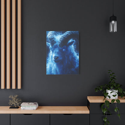 Majestic Blue Ram Canvas Print, Animal Wall Art, Home Decor, Gift for Nature Lovers, Unique Art Piece