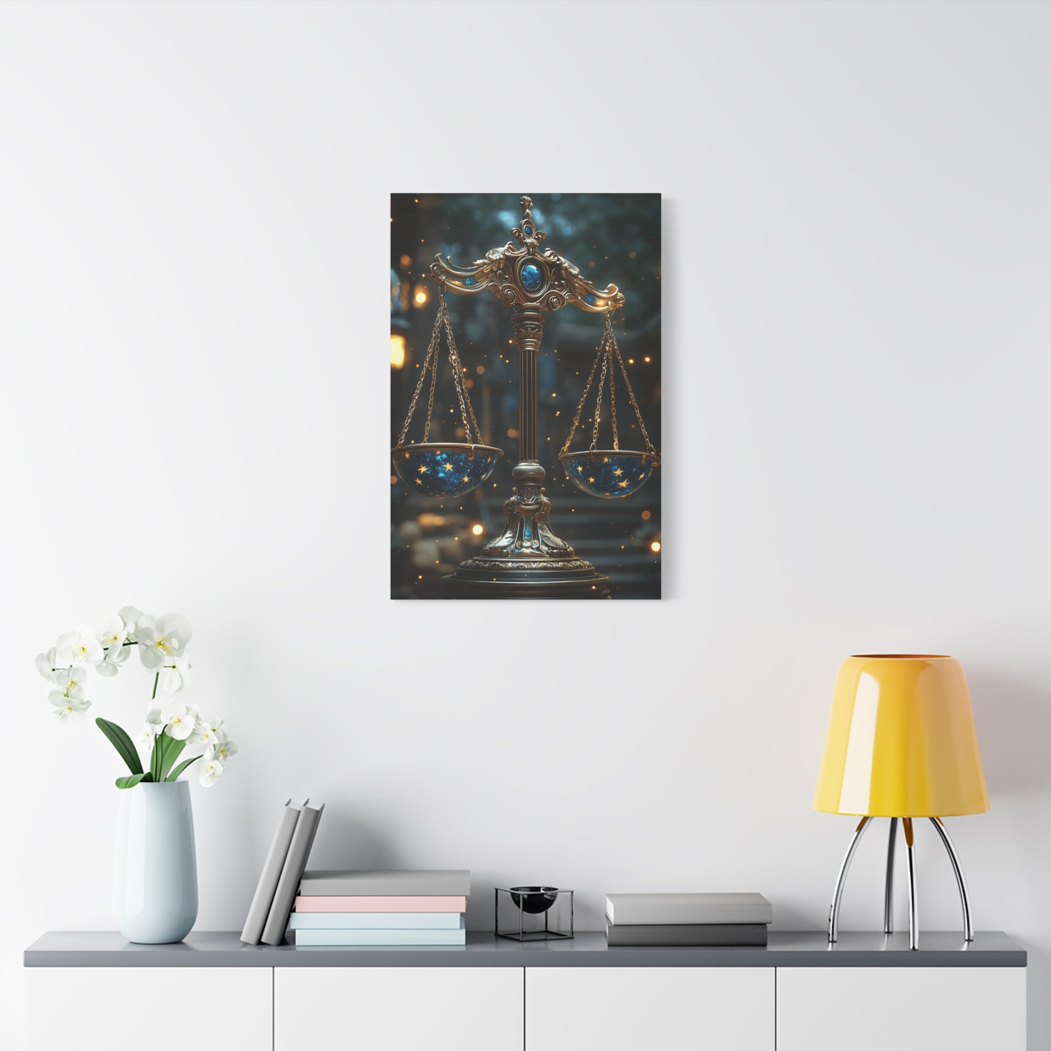 Celestial Scales Canvas Art, Starry Balance Wall Decor, Astrology Gift, Cosmo Home Decor, Spiritual Artwork, Zodiac Decoration