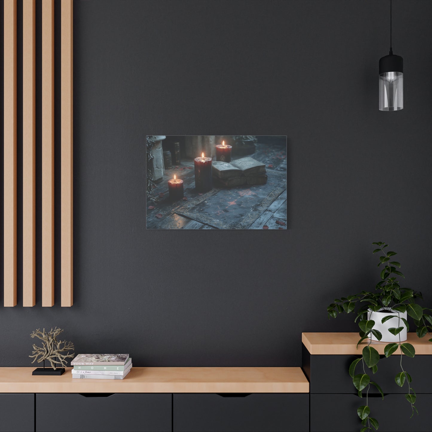 Mystical Candlelit Canvas Art, Gothic Home Decor, Witchy Wall Art, Dark Aesthetic Print, Spiritual Living Room Artwork
