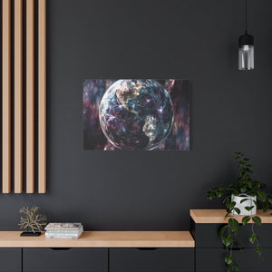 Stretched Canvas Wall Art, Cosmic Earth Design, Home Decor, Modern Art, Gift for Space Lovers, Galaxy Artwork