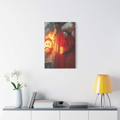 Halloween Horror Art Print, Spooky Home Decor, Creepy Wall Art, Unique Gift for Haunted House Lovers, Matte Canvas Artwork