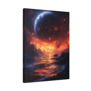 Stretched Canvas Art Print, Cosmic Landscape, Wall Decor, Galaxy Artwork, Home Gallery, Celestial Gift, Space Vibe