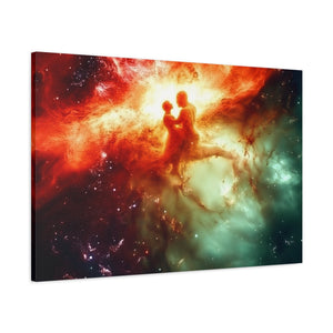 Cosmic Love Canvas Art, Celestial Couple Print, Space Wall Decor, Romantic Gift, Unique Home Artwork