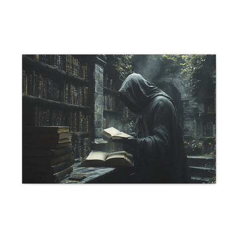 Mysterious Library Canvas Print, Dark Academia Wall Art, Book Lover Gift, Gothic Home Decor, Reading Nook Decoration, Unique Wall Art
