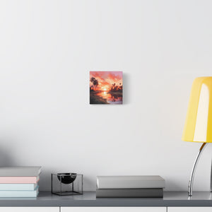 Sunset Canvas Wall Art, Tropical Landscape Decor, Coastal Home Decoration, Living Room Artwork, Gift for Nature Lovers