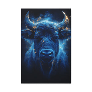 Cosmic Bull Canvas Art, Vibrant Wall Decor, Farmhouse Chic, Gift for Animal Lovers, Unique Home Accent, Astrology Inspired