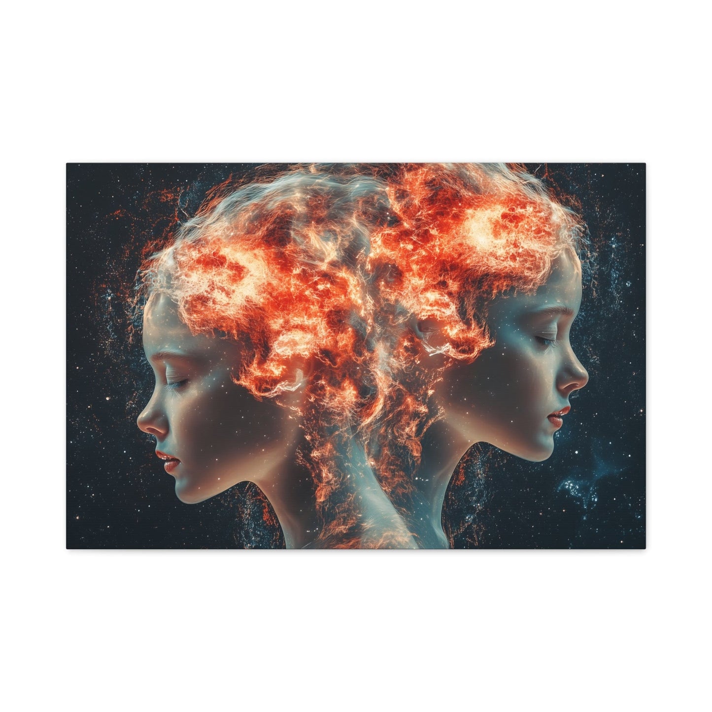 Celestial Portrait Canvas Art, Cosmic Wall Decor, Mystical Home Aesthetic, Gift for Art Lovers, Unique Space-Inspired Artwork