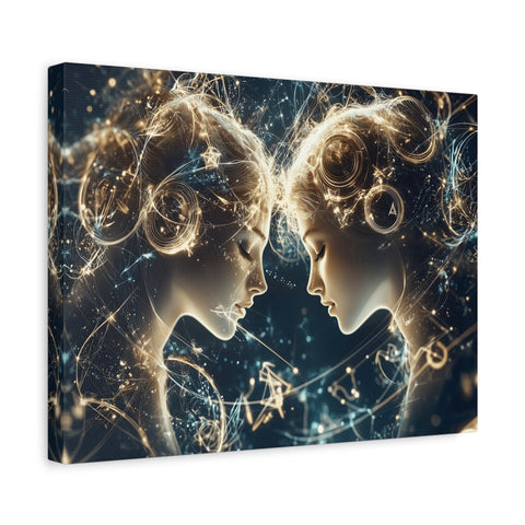 Celestial Gemini Canvas Print, Cosmic Art, Home Decor, Gift for Her, Astrology Wall Art, Unique Artwork, Gallery Wall