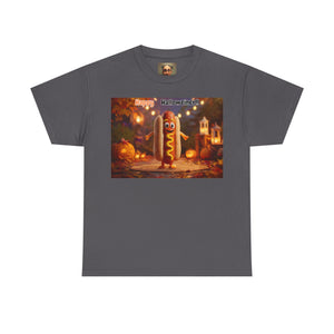 Halloween Hot Dog Tee, Funny Halloween Shirt, Unisex Graphic T-Shirt, Spooky Party Wear, Autumn Festive Apparel, Unique Halloween Gift