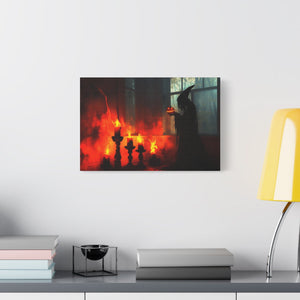 Spooky Halloween Canvas Print, Witch Decor, Haunted House Art, Creepy Wall Art, Fall Home Decor