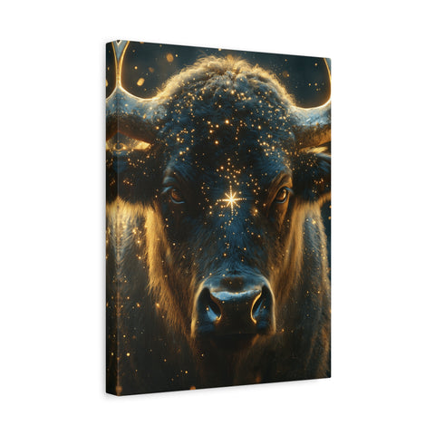 Cosmic Bull Canvas Art, Wall Décor, Home Office Artwork, Unique Gift, Rustic Vibe, Animal Lover Decor