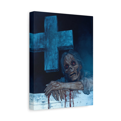 Macabre Zombie Wall Art Canvas, Horror Home Decor, Spooky Room Decoration, Unique Halloween Gift, Creepy Artwork for Living Room