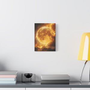 Golden Moon Canvas Wall Art, Celestial Décor for Dreamy Spaces, Perfect for Home, Gift Ideas, Wall Decorations, Astrophotography
