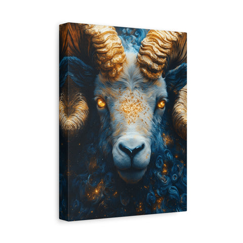 Stretched Canvas Wall Art Featuring Mystical Ram Design, Perfect for Home Decor, Art Lovers, Nature Enthusiasts, Gift Idea
