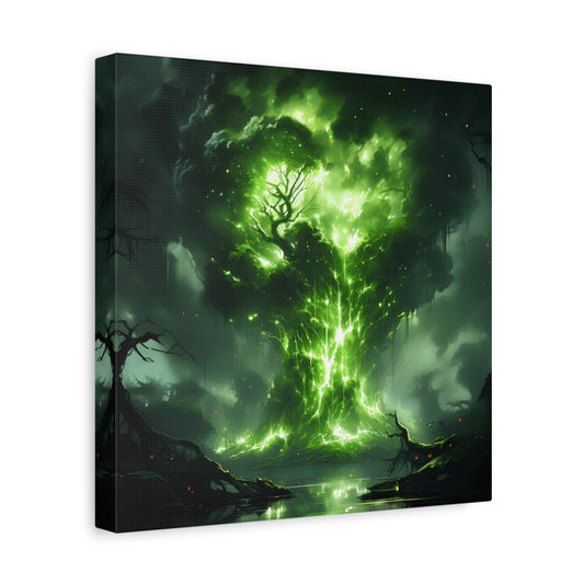 Enchanted Tree Canvas Art Print, Nature Home Decor, Forest Wall Art, Living Room Decoration, Gift for Nature Lovers, Green Wall Art