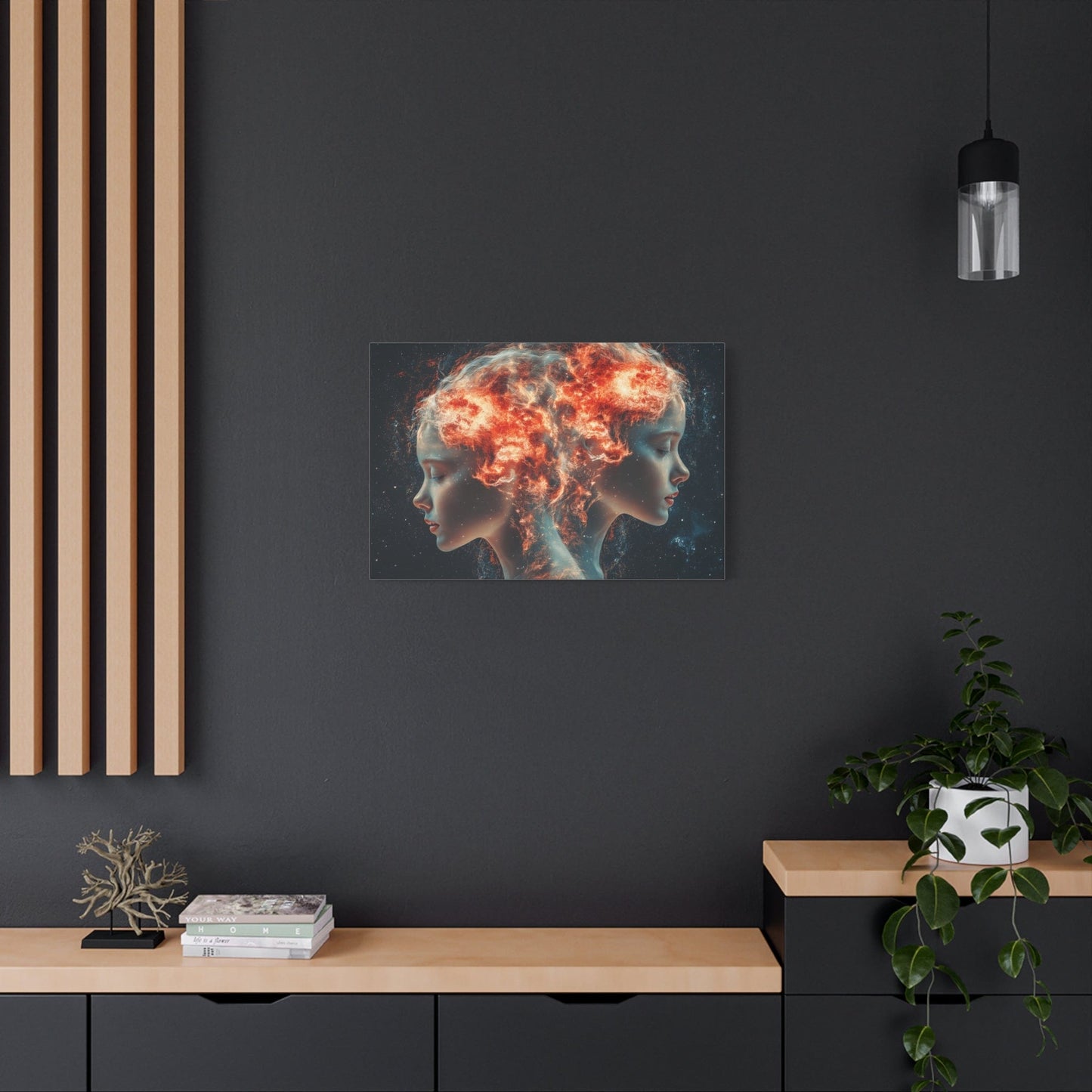 Celestial Portrait Canvas Art, Cosmic Wall Decor, Mystical Home Aesthetic, Gift for Art Lovers, Unique Space-Inspired Artwork