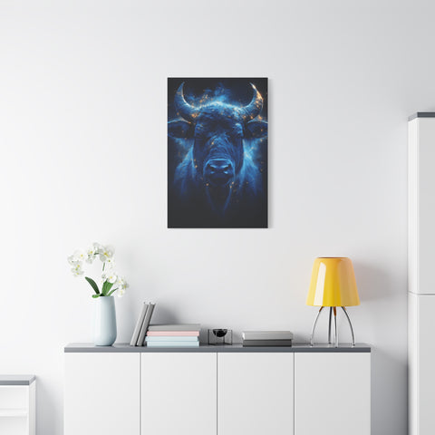 Cosmic Bull Canvas Art, Vibrant Wall Decor, Farmhouse Chic, Gift for Animal Lovers, Unique Home Accent, Astrology Inspired